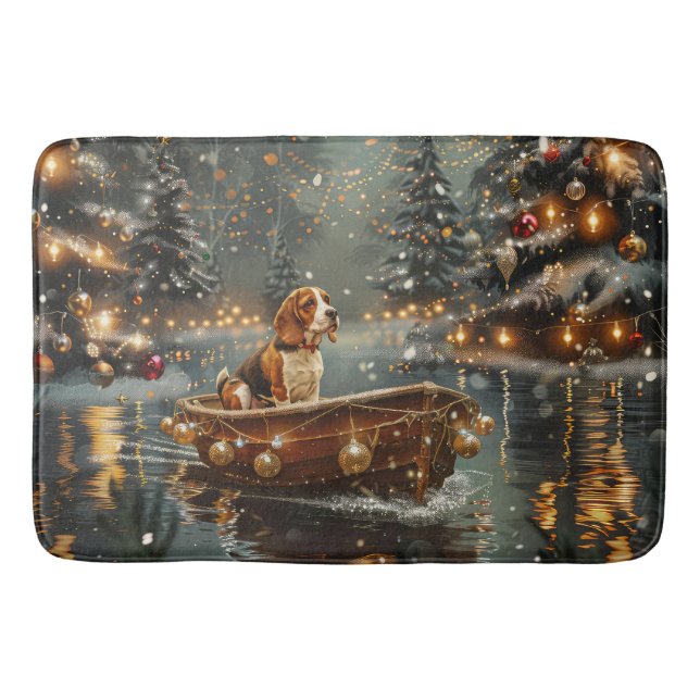 Tapis De Bain Voyage festif de Noël beagle (Devant)