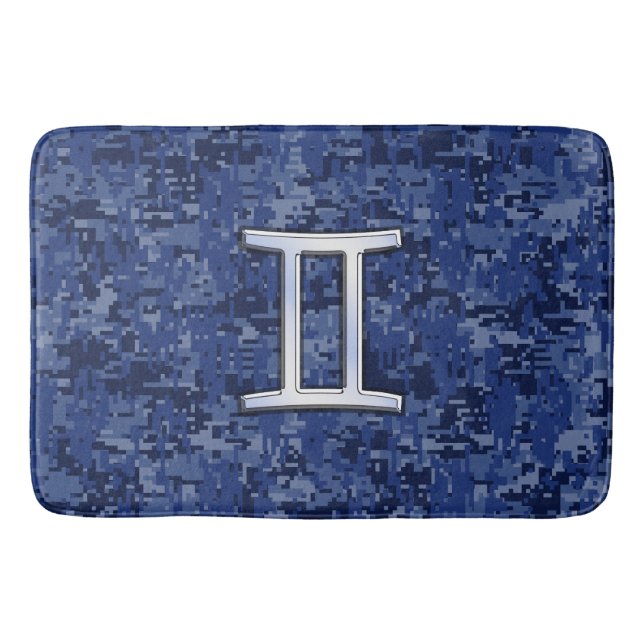 Tapis De Bain Voyage Gemini : Camouflage numérique bleu marine (Devant)
