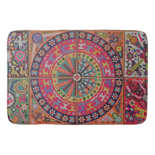 Tapis De Bain Voyage tribal maya mexicain de Boho d'art d'Oaxaca