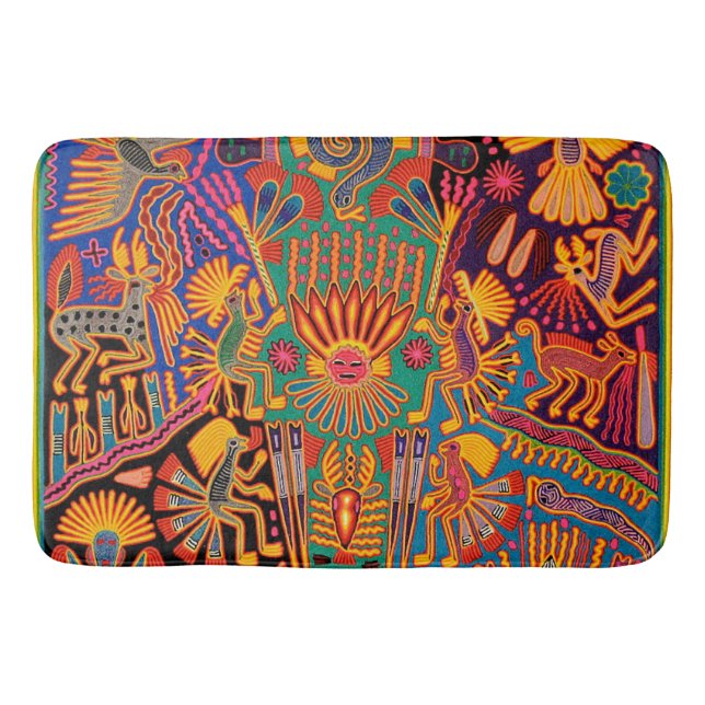 Tapis De Bain Voyage tribal maya mexicain de Boho d'art d'Oaxaca (Devant)