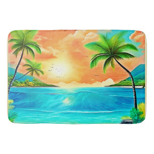 Tapis De Bain Vue sur la plage Tropical Sunset Paradise