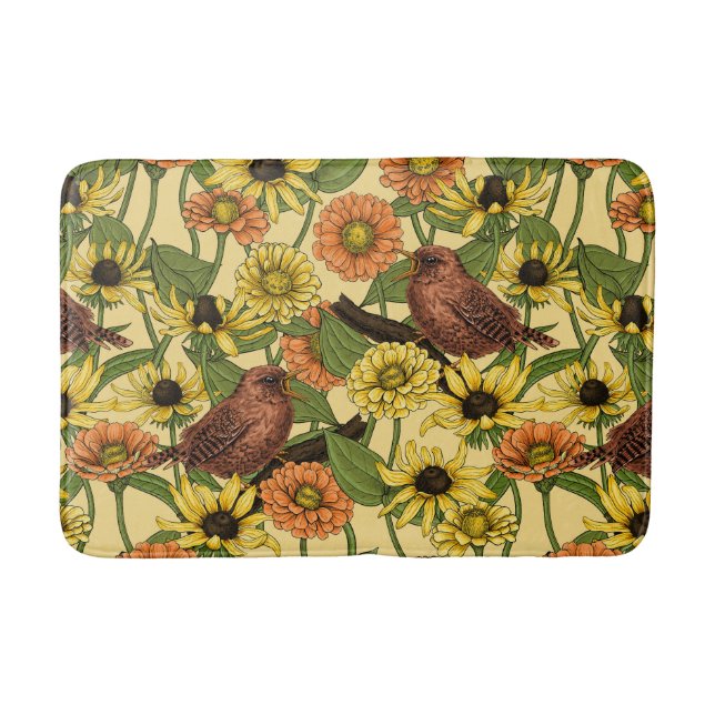 Tapis De Bain Wens et fleurs sur jaune pâle (Devant)