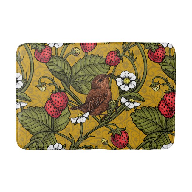 Tapis De Bain Wens et fraises sur mustrard (Devant)