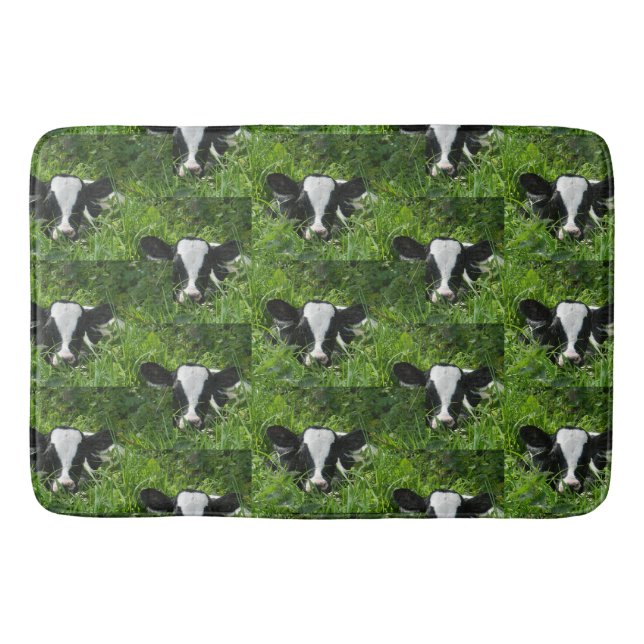 Tapis De Bain Western Farm Ranch Holstein Calf Dans L'Herbe (Devant)
