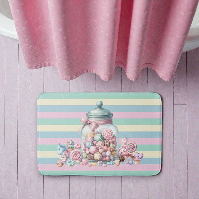 Tapis De Bain Whimsical Watercolor Sweet Candy (Créateur téléchargé)