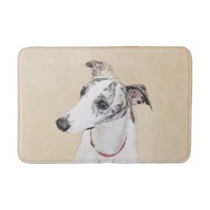 Tapis De Bain Whippet, whippet anglais, rupture, blanc, brindle,