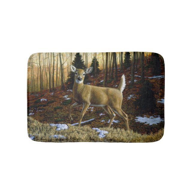 Tapis De Bain Whitetail Deer Doe dans la forêt d'automne (Devant)
