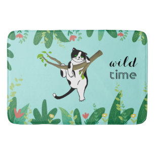 Tapis De Bain Wild Time Green Safari Kitty Cat
