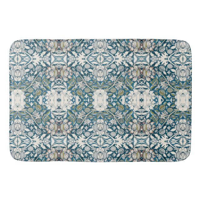 Tapis De Bain William Morris Blue BOHO Aquarelle Florale Art (Devant)