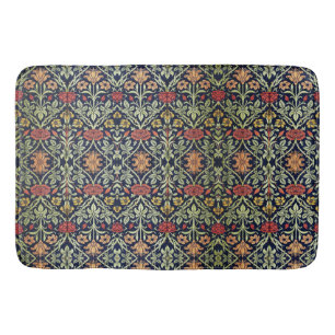 Tapis De Bain William Morris Fleurs Feuillage Vert Jaune Rouge R