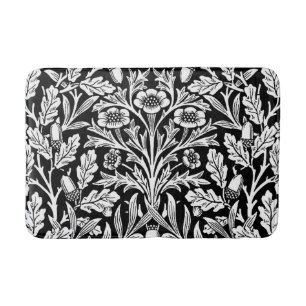 Tapis De Bain William Morris Vintage motif chêne noir et blanc