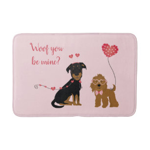 Tapis De Bain Woof You Be Mine Valentine Dogs