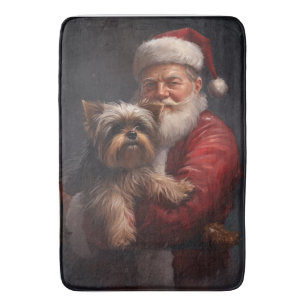 Tapis De Bain Yorkshire Terrier Santa Claus Festive Noël
