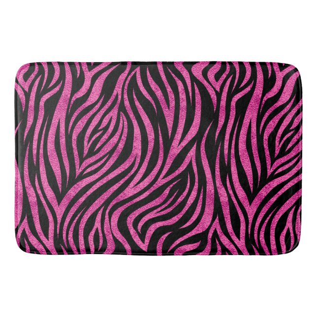 Tapis De Bain Zebra Print Black Hot Pink (Devant)