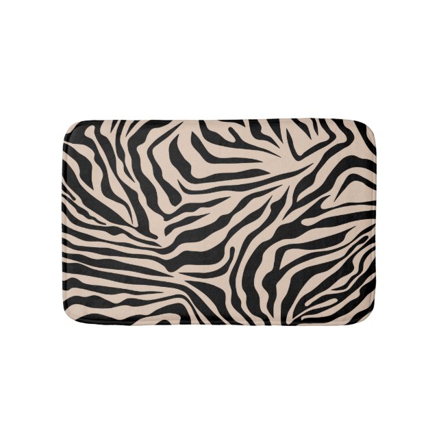 Tapis De Bain Zebra Stripes crème Beige Black Wild Poster de ani (Devant)