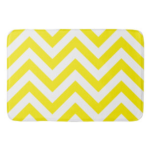 Tapis De Bain Zigzag Motif Jaune et Blanc