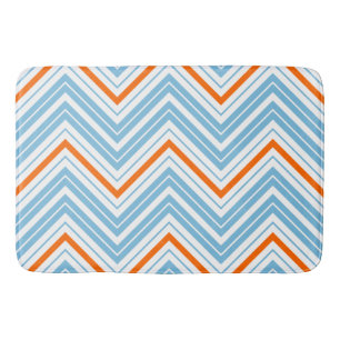 Tapis De Bain Zigzag Motif orange blanc et bleu