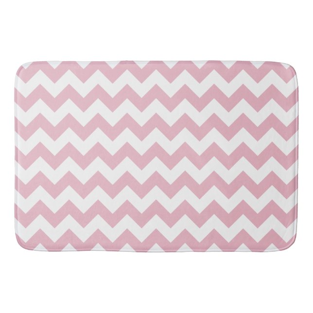 Tapis De Bain Zigzag rose, Chevron rose, Motif géométrique (Devant)