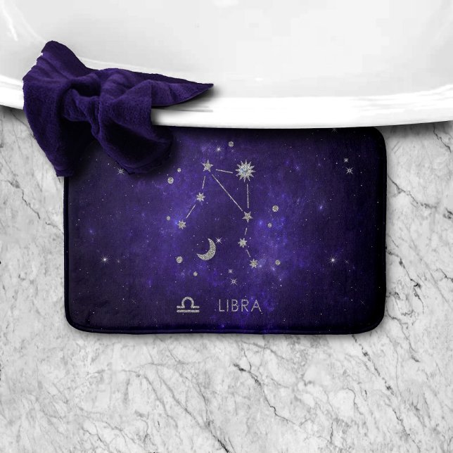 Tapis De Bain Zodiac Purple Libra | Horoscope d'astrologie cosmi (Créateur téléchargé)