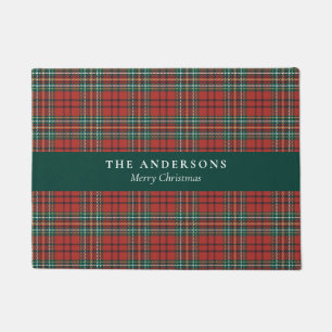 Tapis de bienvenue à carreaux tartan personnalisé 