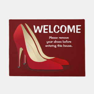 Tapis de Bienvenue Enlevez Vos Chaussures Rouge