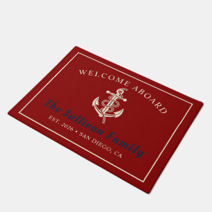 Tapis de bienvenue nautique personnalisé Rouge cra