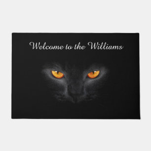 Tapis de bienvenue pour chat noir monogramme
