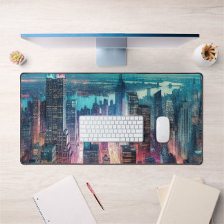 Tapis de bureau à aquarelle sur la skyline de NYC