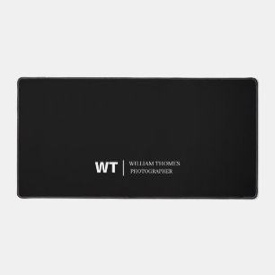 Tapis de bureau à monogramme noir et blanc moderne