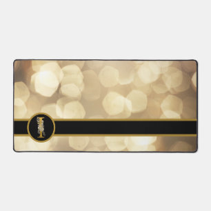 Tapis de bureau à monogramme noir et or élégant