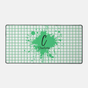 Tapis de bureau à motif gingham vert pastel mignon
