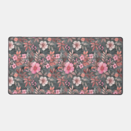 Tapis de bureau à motifs floraux rose et gris élég