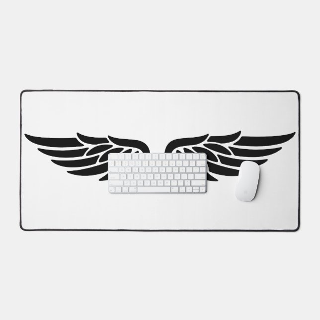 Tapis de bureau à thème noir et blanc Eagle Wing  (Clavier et souris)