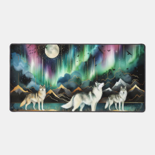 Tapis de bureau aurore boréale loup aurores boréal