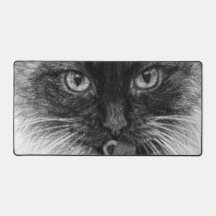 Tapis de bureau avec croquis au crayon de chat