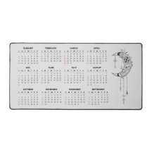 Tapis de bureau calendrier 2026 - Lune céleste et