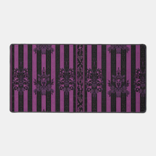 Tapis de bureau damas gothique violet et noir rayé