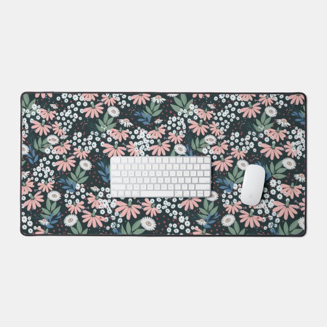 Tapis de bureau d'esthétique botanique fleurie fle (Clavier et souris)