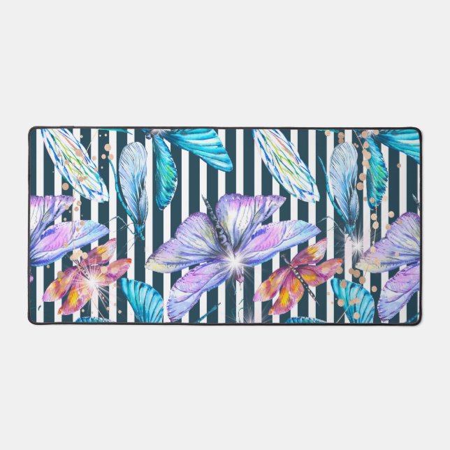 Tapis de bureau Dragonfly avec bandes noires (Recto)