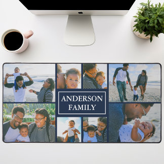 Tapis de bureau en collage photo de famille 8 Navy