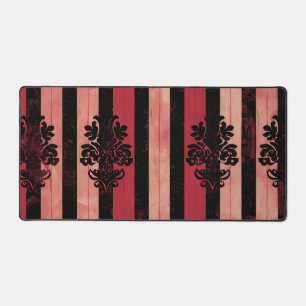 Tapis de bureau en damas rouge et noir gothique