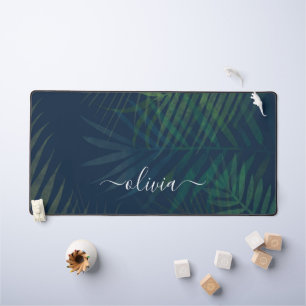 Tapis de bureau en feuille de palme vert foncé per