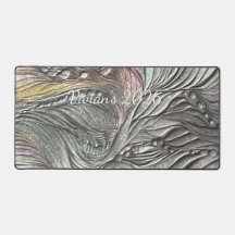 Tapis de bureau en feuilles métalliques argentées