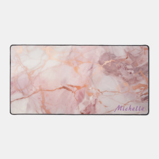 Tapis de bureau en marbre doré Rose personnalisé