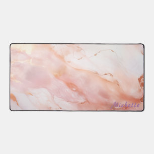 Tapis de bureau en marbre doré Rose personnalisé