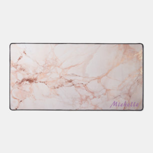 Tapis de bureau en marbre doré Rose personnalisé