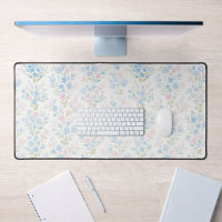 Tapis de bureau floral bleu féminin