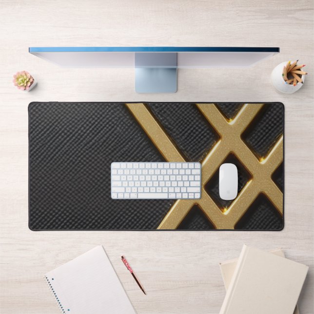 Tapis de bureau imprimé en carbone et or (Bureau 1)