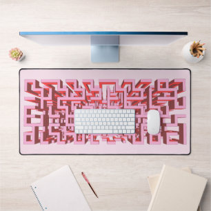 Tapis de bureau labyrinthe 3D rose