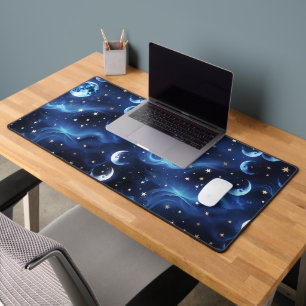 Tapis de bureau – Luxe Céleste Lune Bleu Saphir